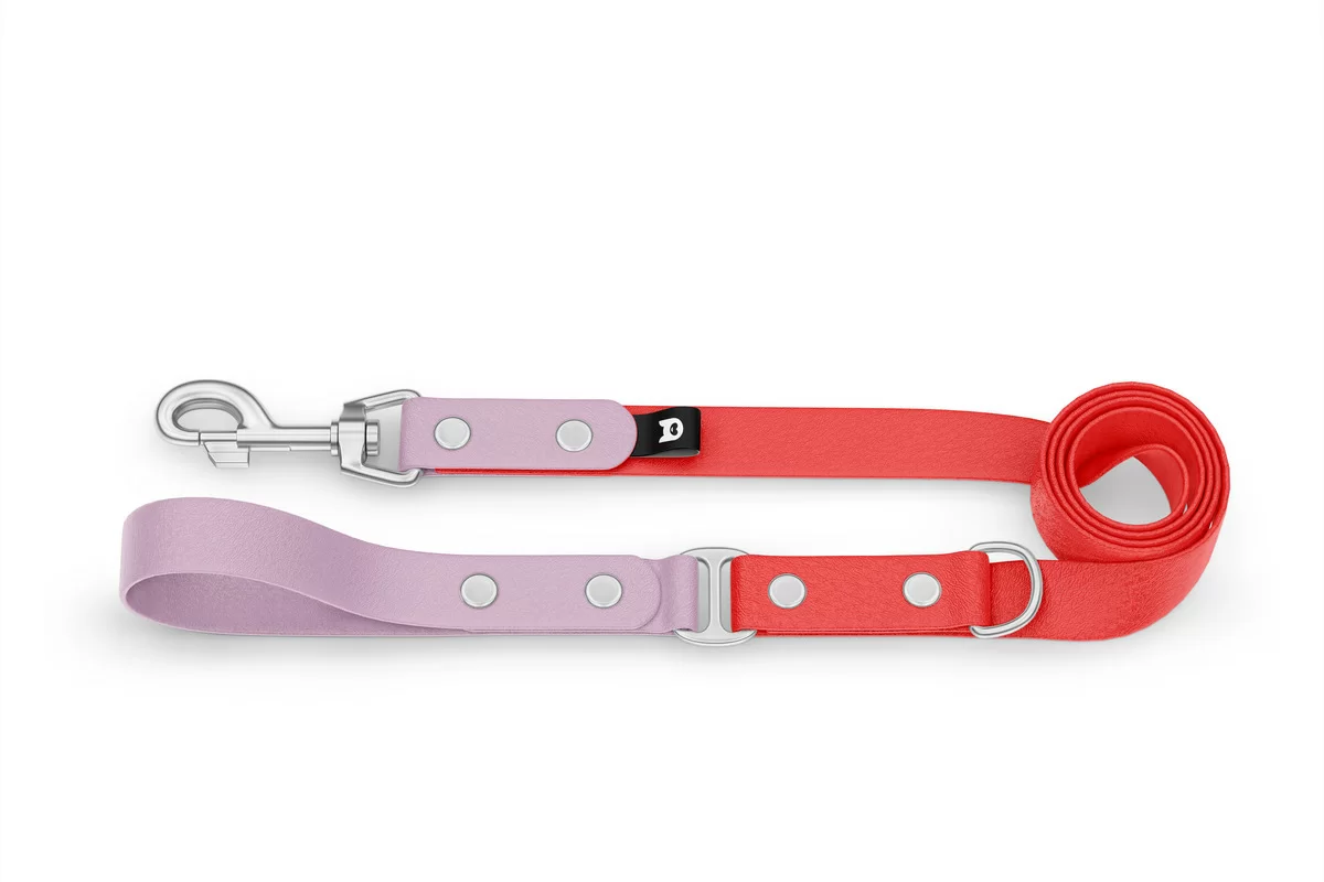 Dog Leash Duo: Lilac & Red with Silver components