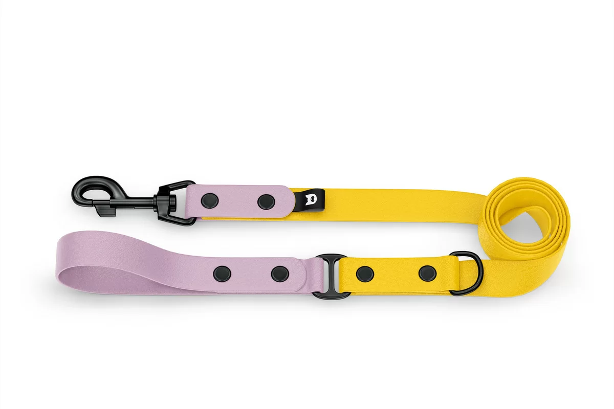 Dog Leash Duo: Lilac & Yellow with Black components