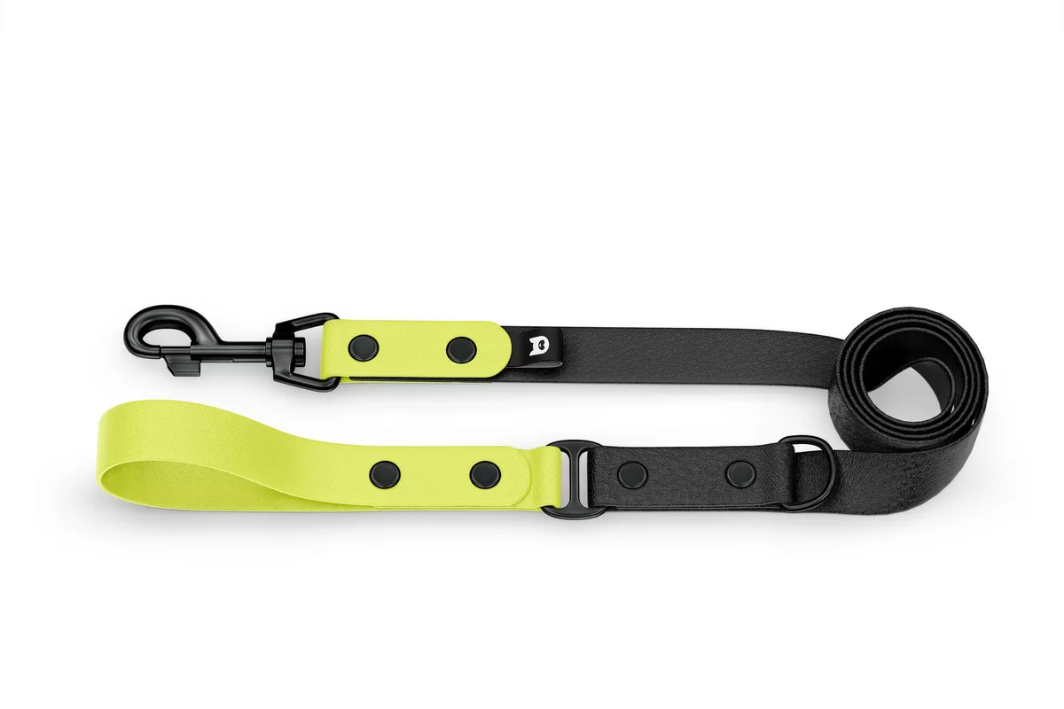 Dog Leash Duo: Neon yellow & Black with Black components