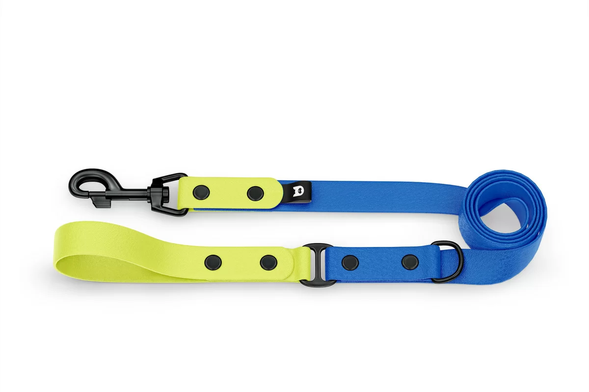 Dog Leash Duo: Neon yellow & Blue with Black components