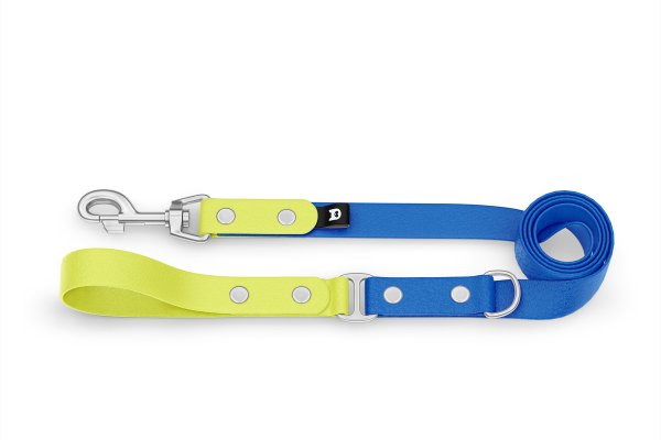 Dog Leash Duo: Neon yellow & Blue with Silver components