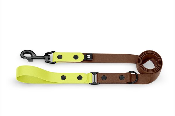 Dog Leash Duo: Neon yellow & Dark brown with Black components
