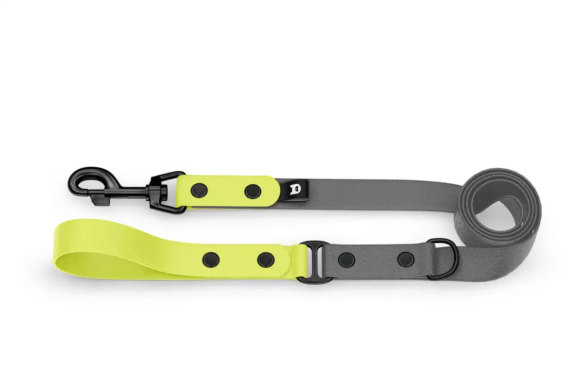Dog Leash Duo: Neon yellow & Gray with Black components