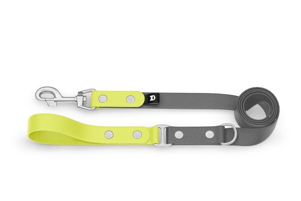 Dog Leash Duo: Neon yellow & Gray with Silver components