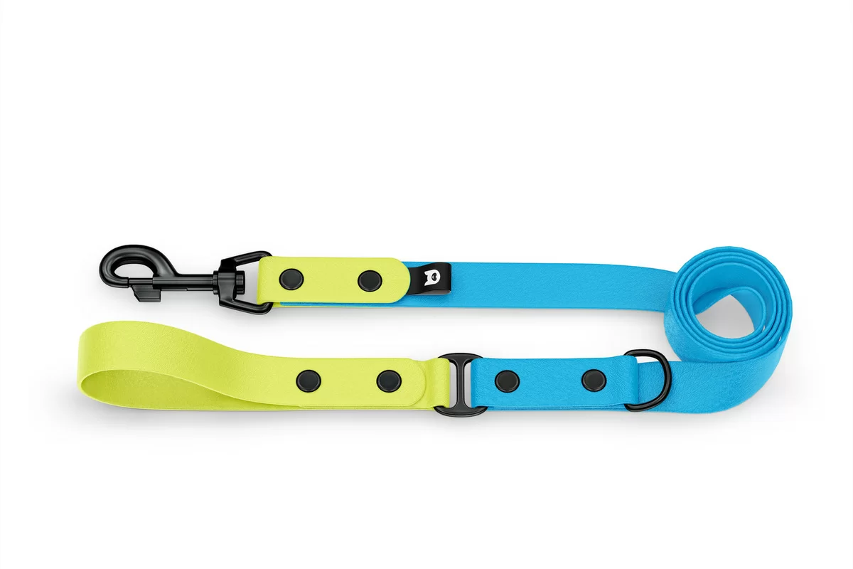 Dog Leash Duo: Neon yellow & Light blue with Black components