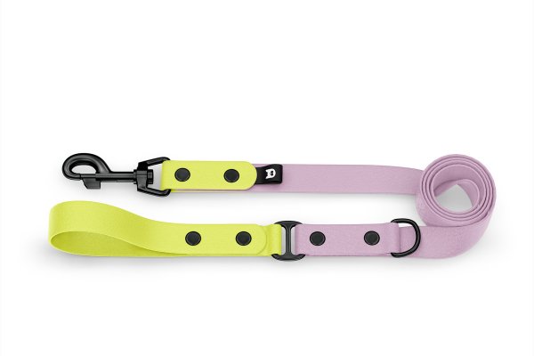Dog Leash Duo: Neon yellow & Lilac with Black components