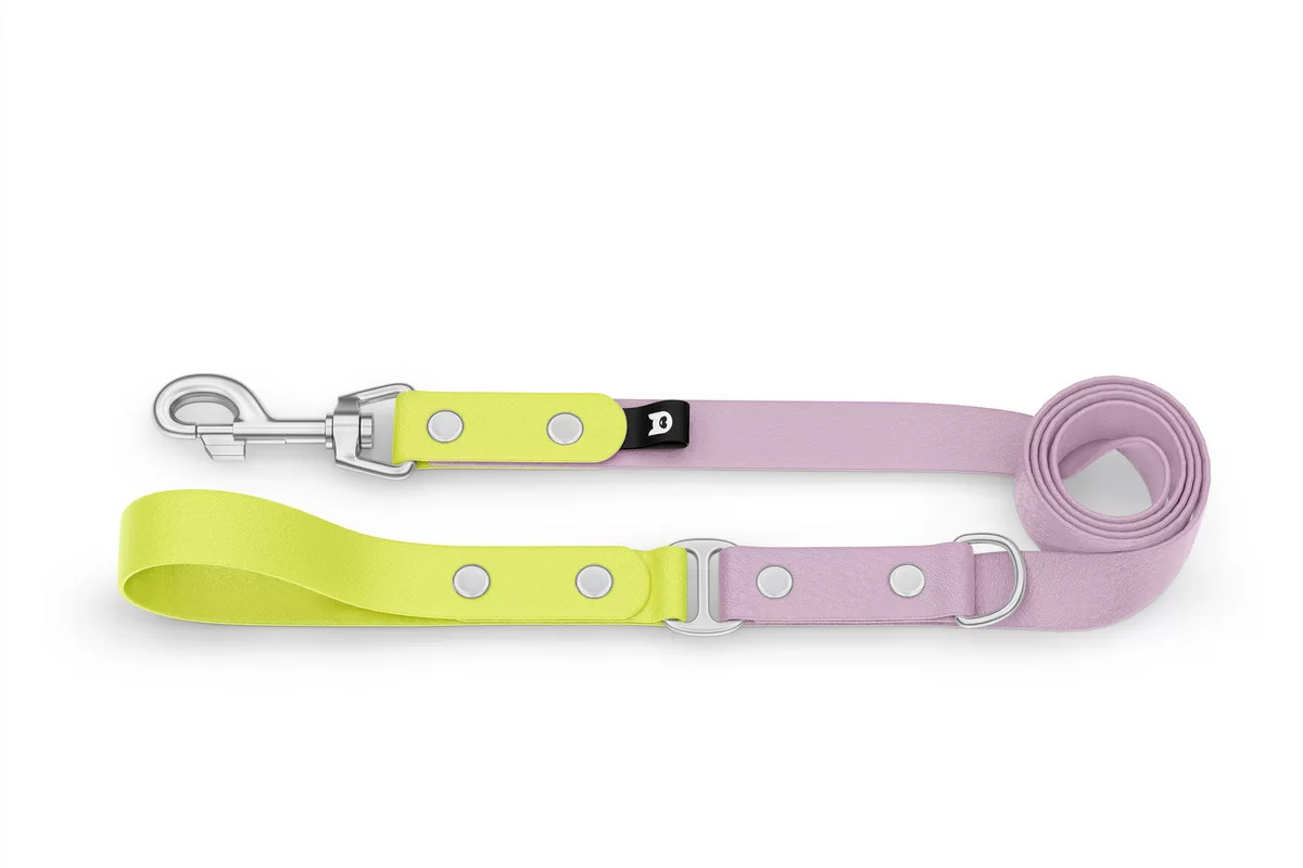Dog Leash Duo: Neon yellow & Lilac with Silver components