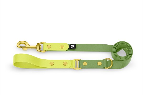 Dog Leash Duo: Neon yellow & Olive with Gold components