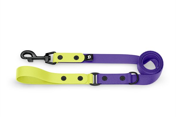 Dog Leash Duo: Neon yellow & Purple with Black components