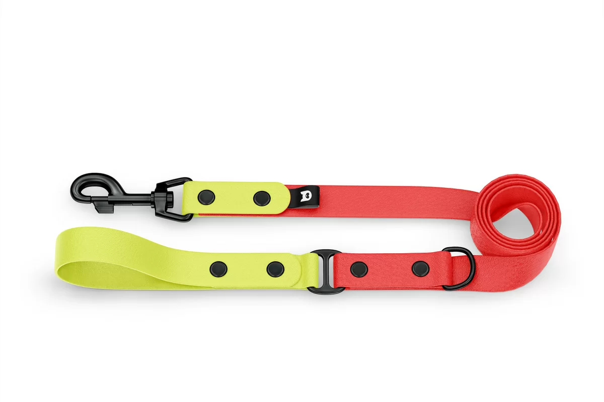 Dog Leash Duo: Neon yellow & Red with Black components