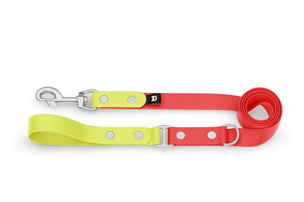 Dog Leash Duo: Neon yellow & Red with Silver components