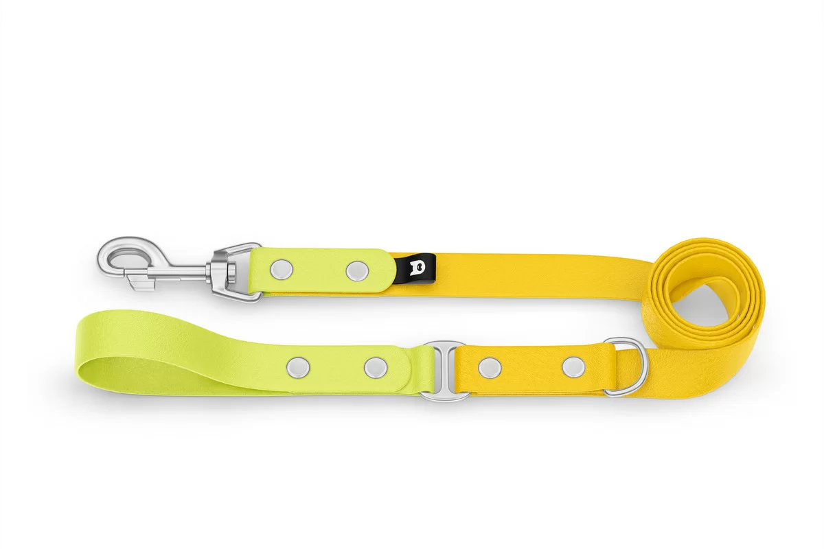 Dog Leash Duo: Neon yellow & Yellow with Silver components