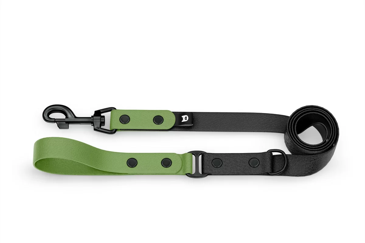 Dog Leash Duo: Olive & Black with Black components