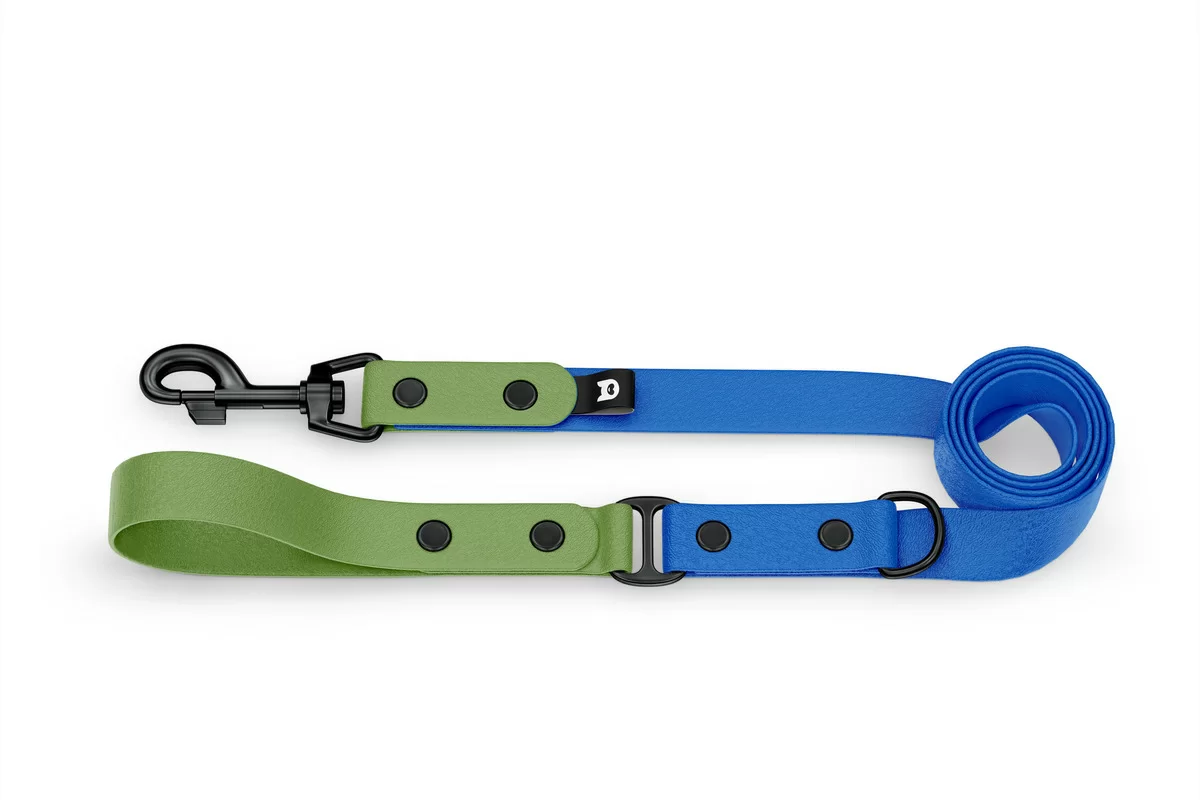 Dog Leash Duo: Olive & Blue with Black components