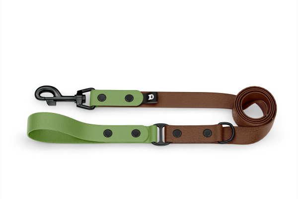 Dog Leash Duo: Olive & Dark brown with Black components