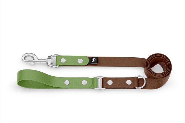 Dog Leash Duo: Olive & Dark brown with Silver components