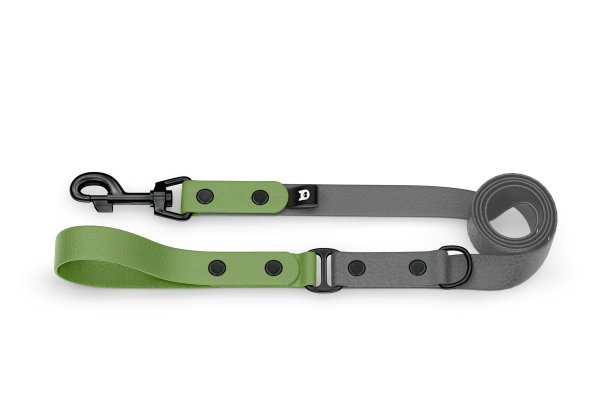 Dog Leash Duo: Olive & Gray with Black components