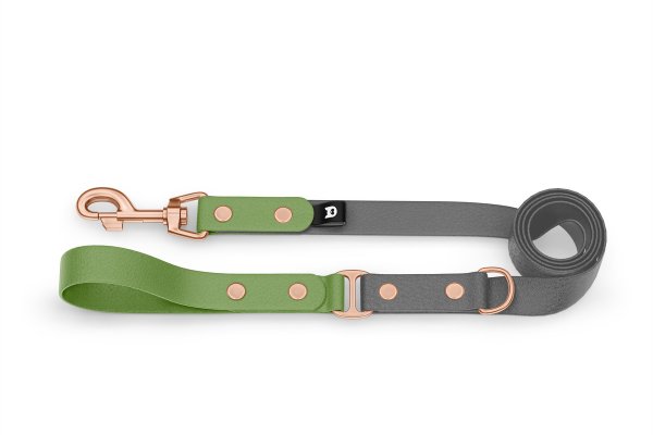 Dog Leash Duo: Olive & Gray with Rosegold components