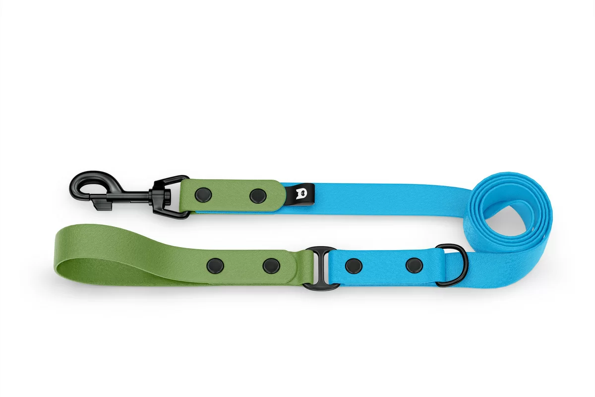 Dog Leash Duo: Olive & Light blue with Black components