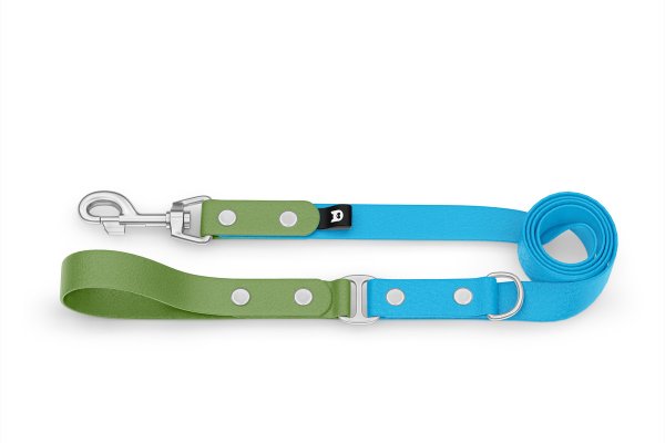 Dog Leash Duo: Olive & Light blue with Silver components
