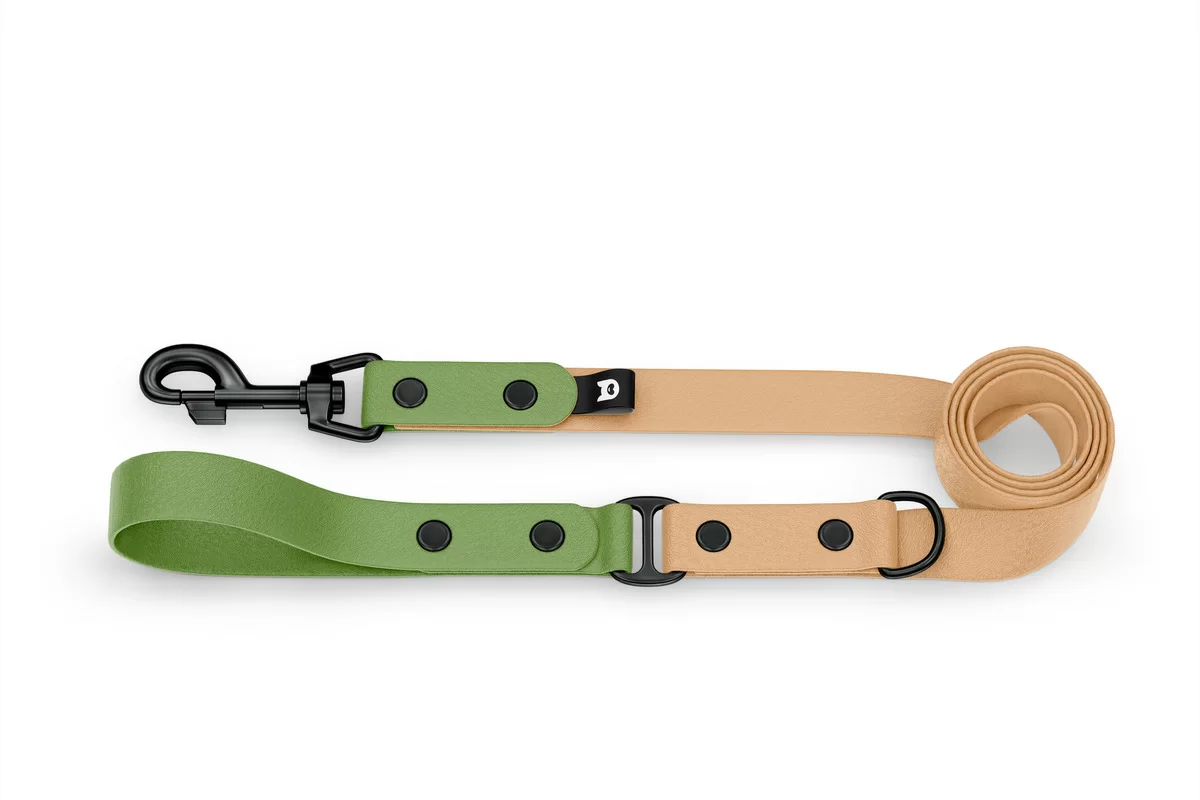 Dog Leash Duo: Olive & Light brown with Black components
