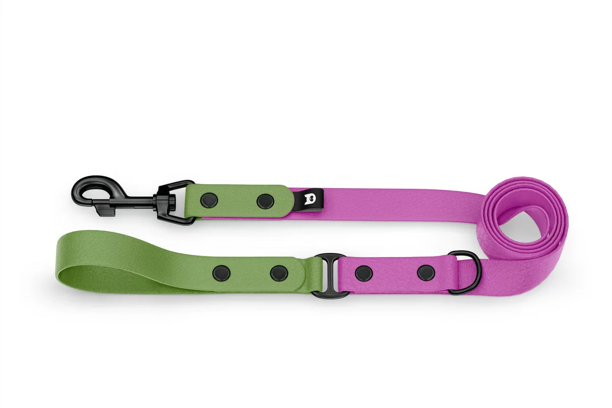 Dog Leash Duo: Olive & Light purple with Black components