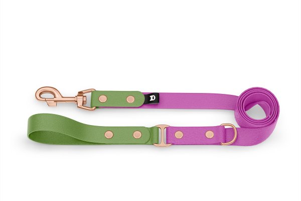 Dog Leash Duo: Olive & Light purple with Rosegold components