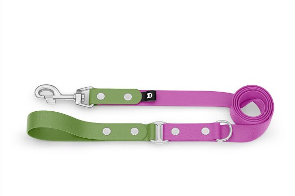 Dog Leash Duo: Olive & Light purple with Silver components