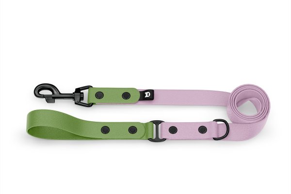 Dog Leash Duo: Olive & Lilac with Black components