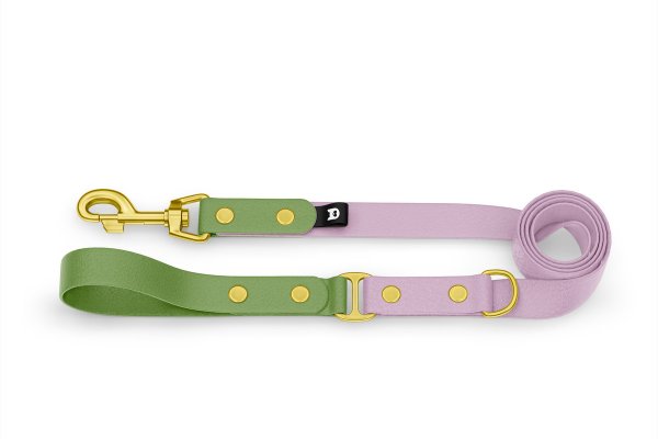 Dog Leash Duo: Olive & Lilac with Gold components