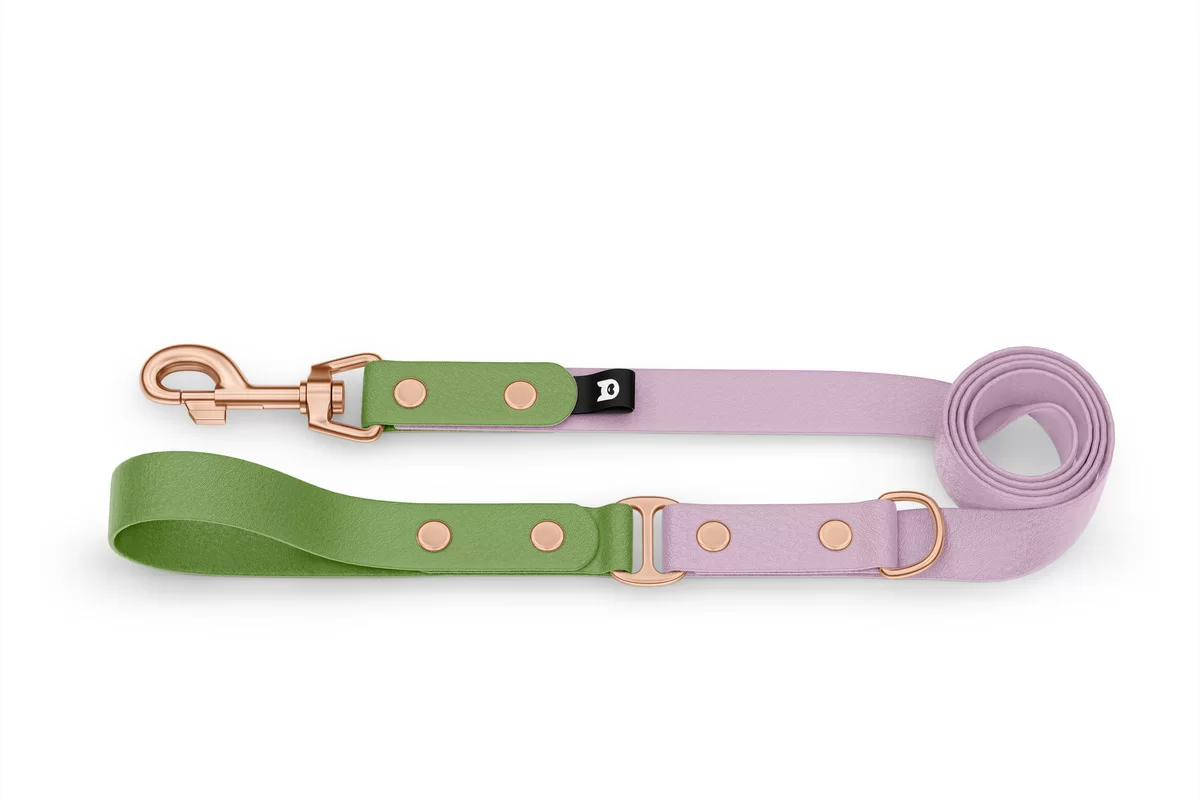 Dog Leash Duo: Olive & Lilac with Rosegold components