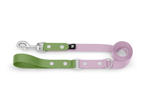 Dog Leash Duo: Olive & Lilac with Silver components