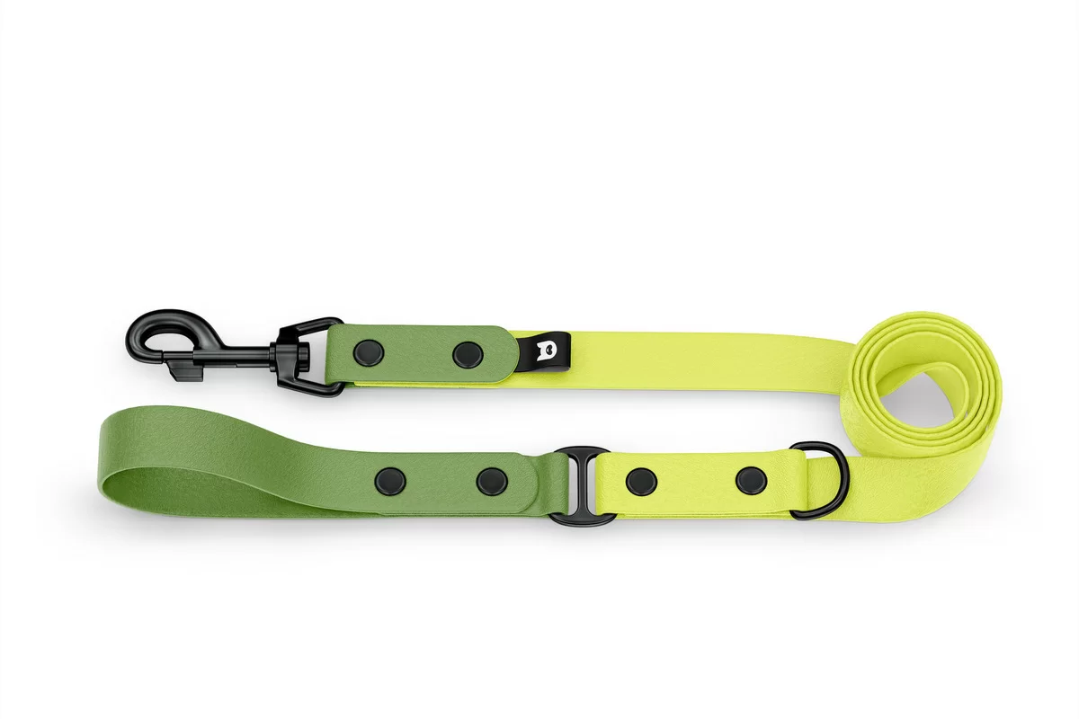 Dog Leash Duo: Olive & Neon yellow with Black components