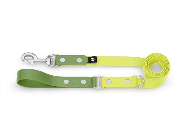 Dog Leash Duo: Olive & Neon yellow with Silver components