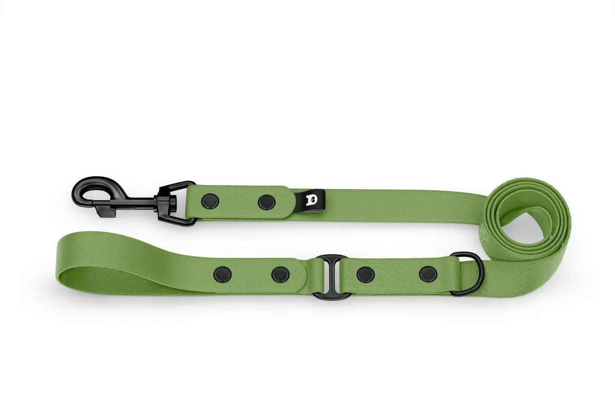 Dog Leash Duo: Olive & Olive with Black components