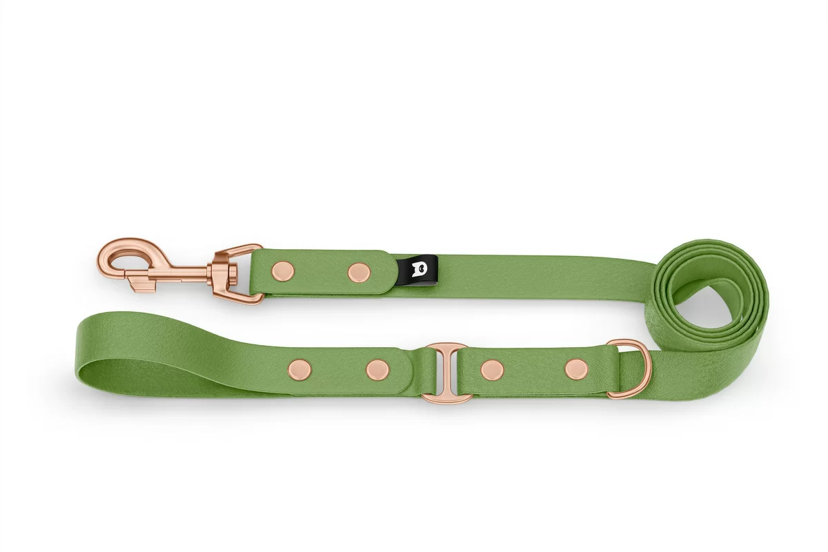 Dog Leash Duo: Olive & Olive with Rosegold components