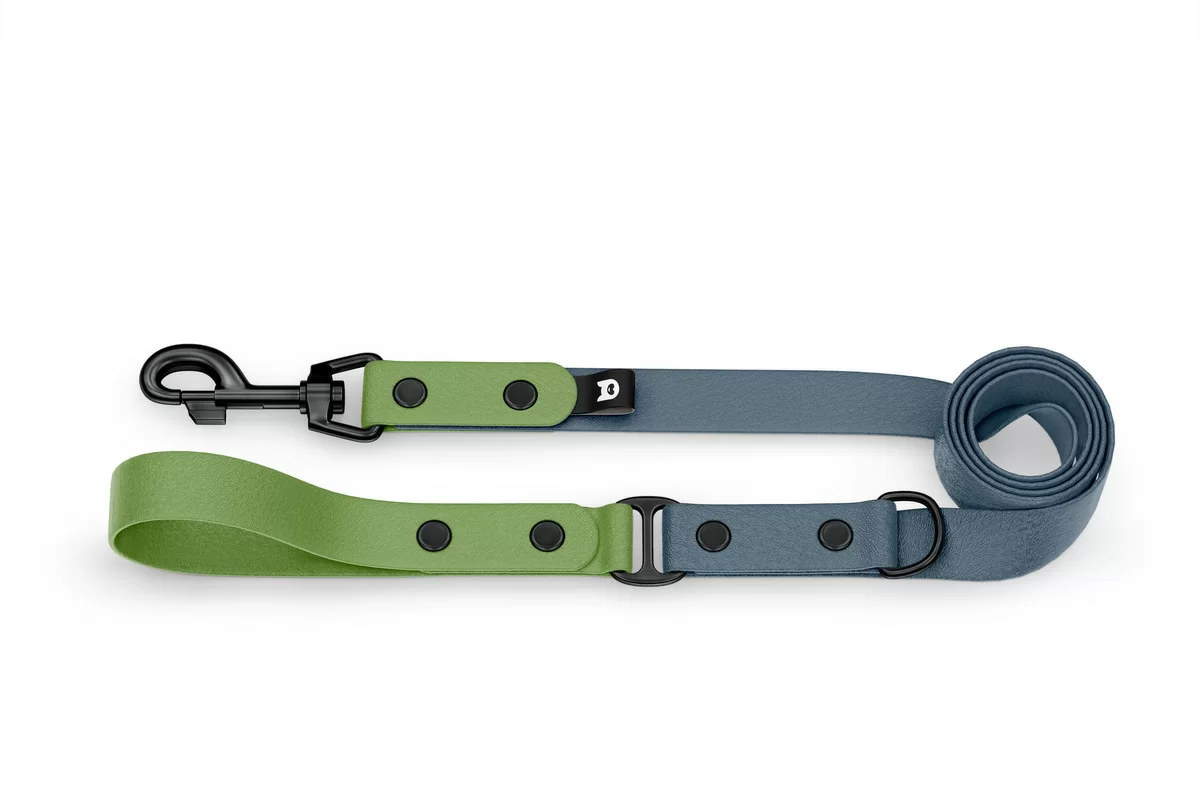 Dog Leash Duo: Olive & Petrol with Black components