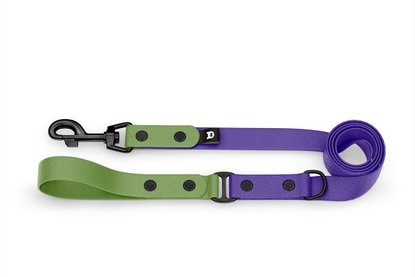 Dog Leash Duo: Olive & Purple with Black components