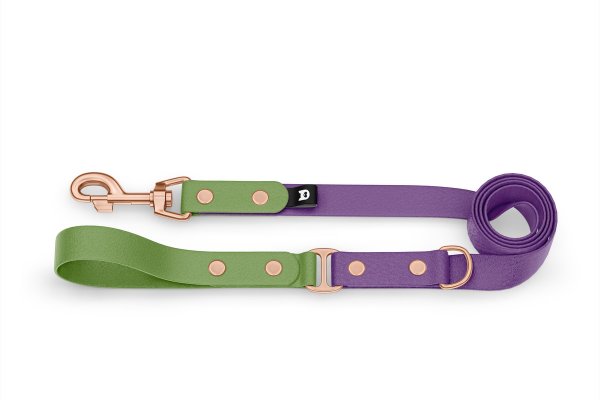 Dog Leash Duo: Olive & Purpur with Rosegold components