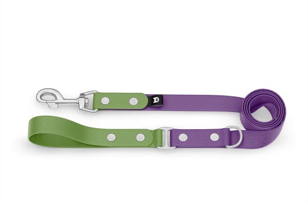 Dog Leash Duo: Olive & Purpur with Silver components
