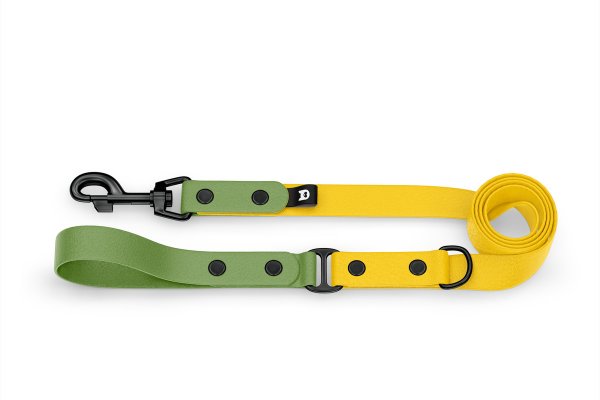 Dog Leash Duo: Olive & Yellow with Black components