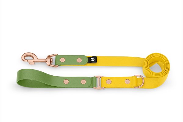 Dog Leash Duo: Olive & Yellow with Rosegold components