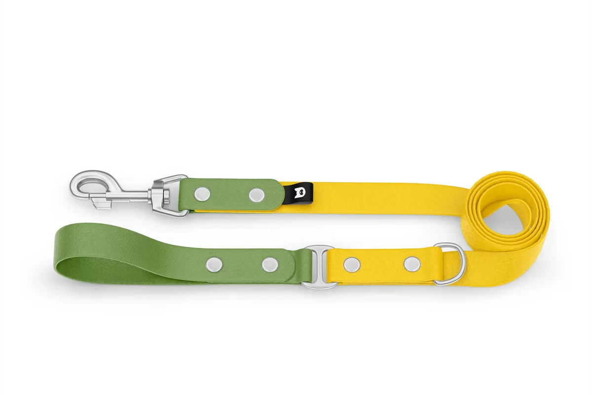 Dog Leash Duo: Olive & Yellow with Silver components