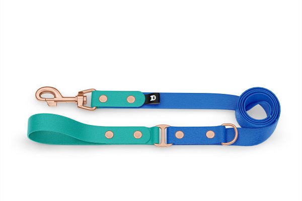 Dog Leash Duo: Pastel green & Blue with Rosegold components