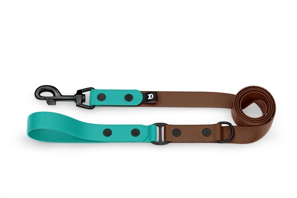 Dog Leash Duo: Pastel green & Dark brown with Black components