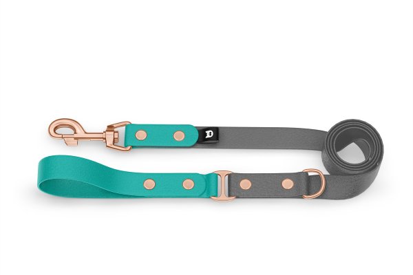 Dog Leash Duo: Pastel green & Gray with Rosegold components