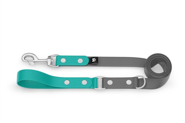 Dog Leash Duo: Pastel green & Gray with Silver components