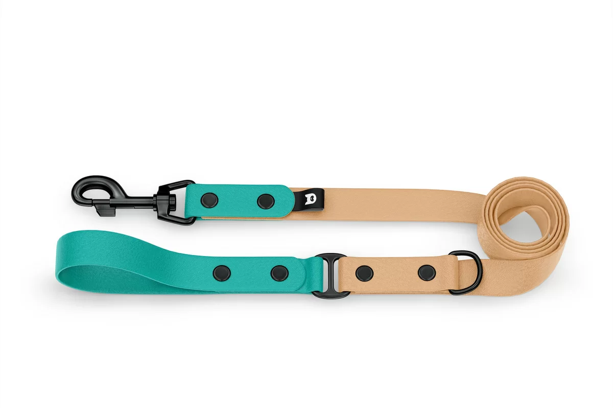 Dog Leash Duo: Pastel green & Light brown with Black components