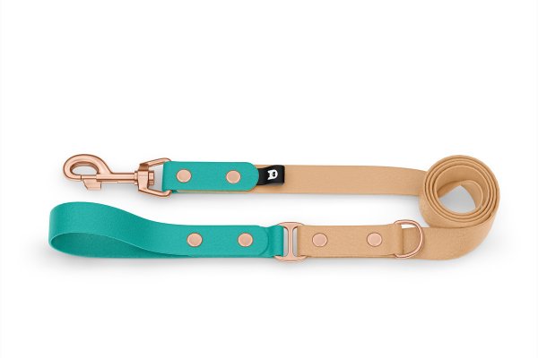 Dog Leash Duo: Pastel green & Light brown with Rosegold components