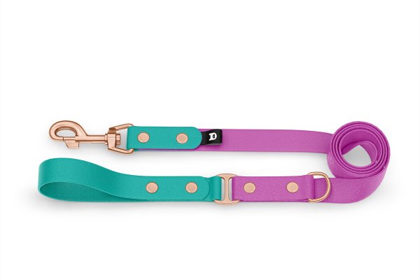 Dog Leash Duo: Pastel green & Light purple with Rosegold components
